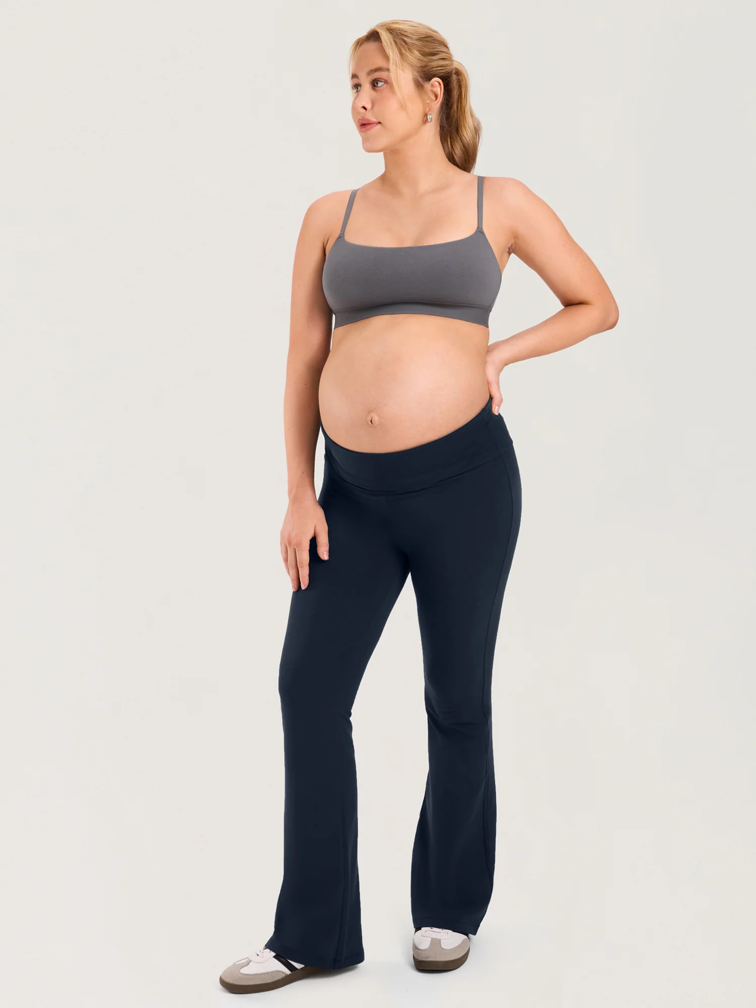 Cotton Foldover Maternity Flare Pants 30.5" - Image 10