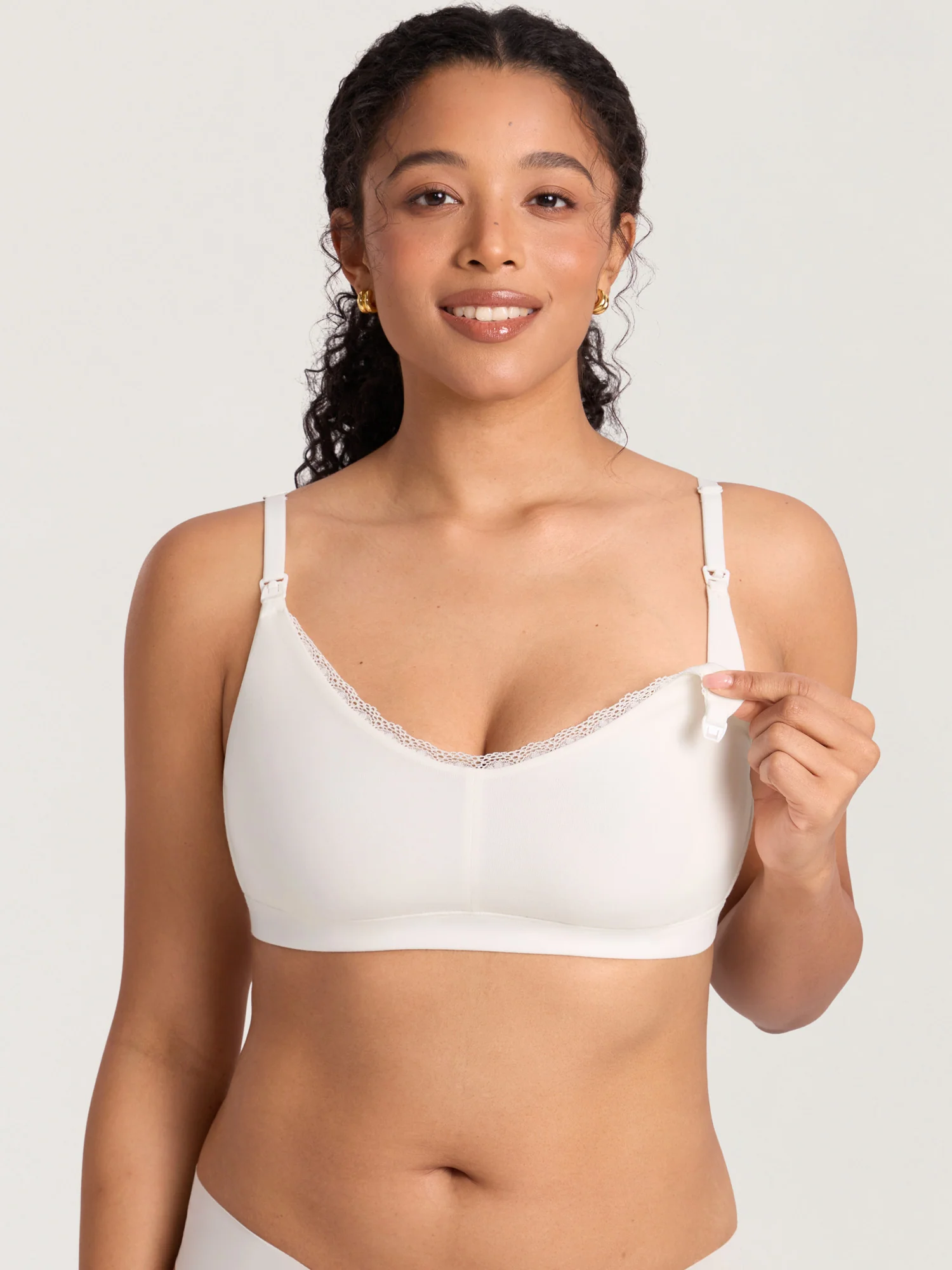 Cotton Lace Trim Nursing Bralette - Image 11