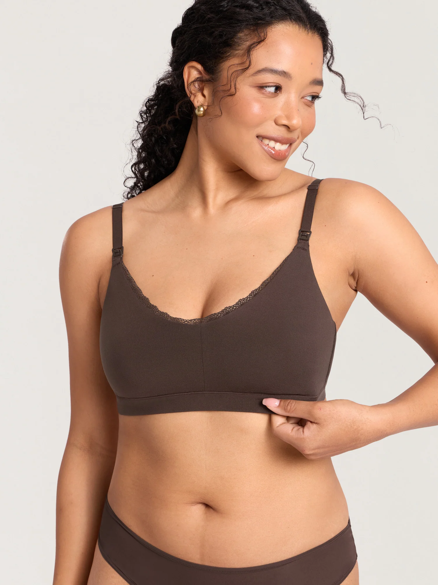 Cotton Lace Trim Nursing Bralette - Image 14