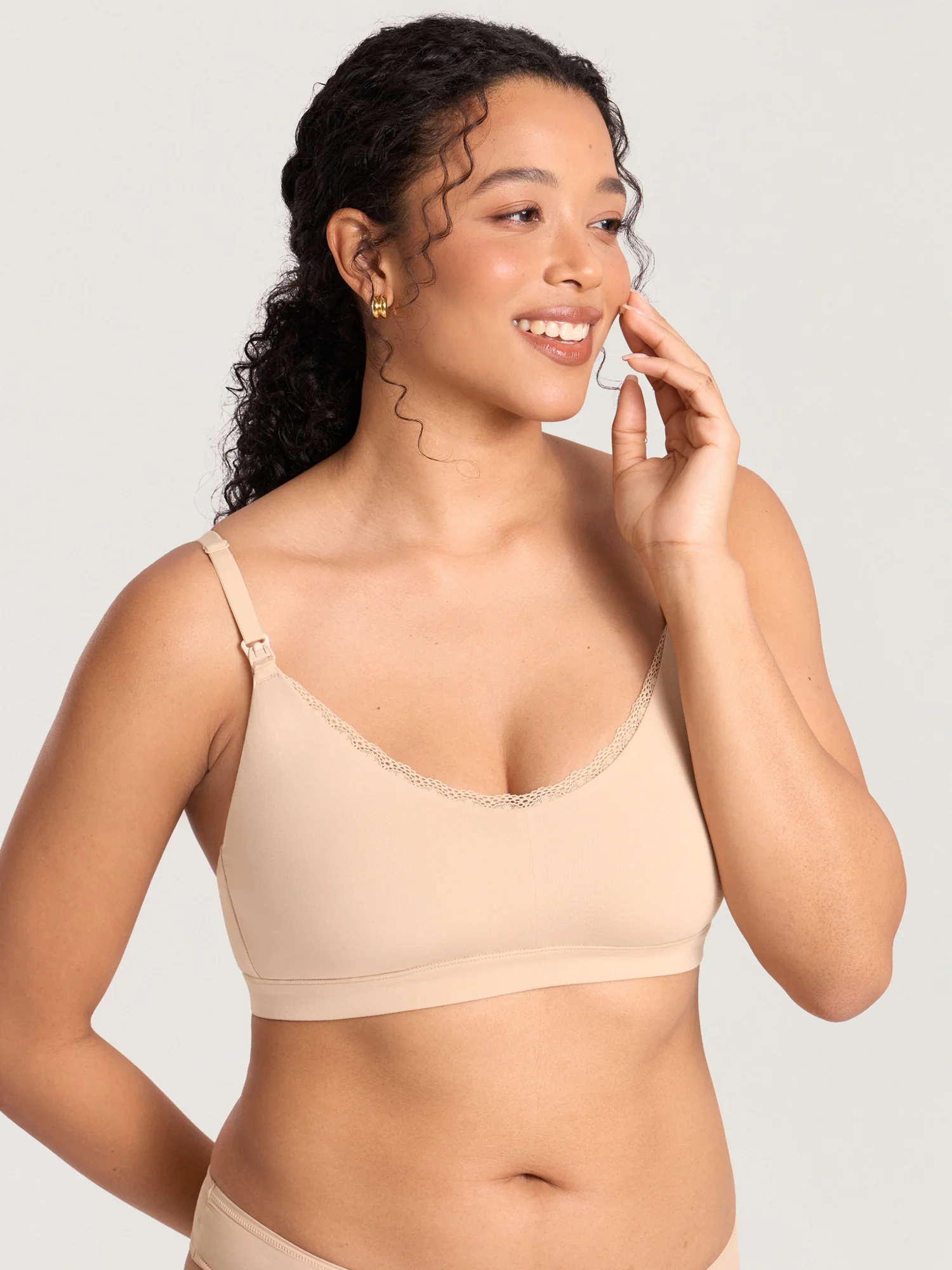Cotton Lace Trim Nursing Bralette - Image 3