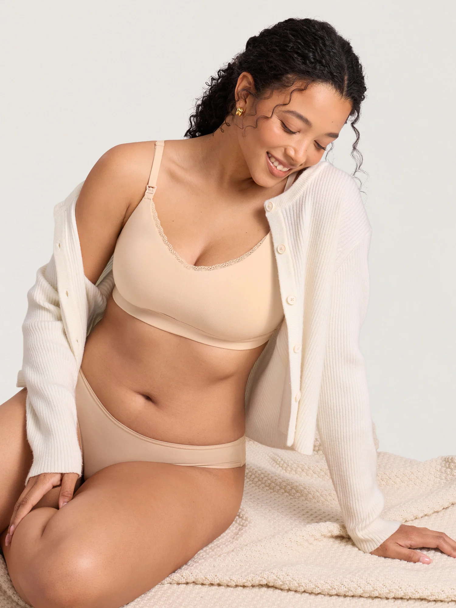 Cotton Lace Trim Nursing Bralette - Image 4