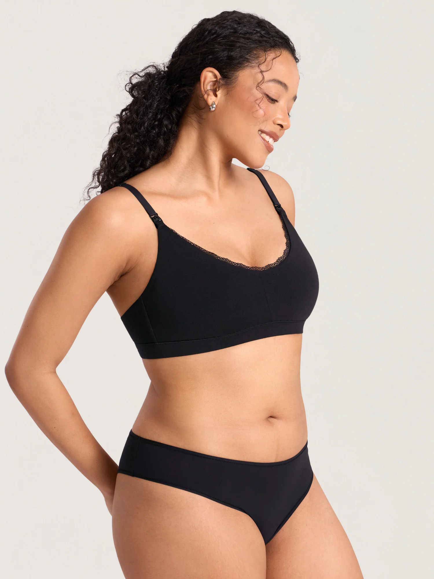 Cotton Lace Trim Nursing Bralette - Image 7