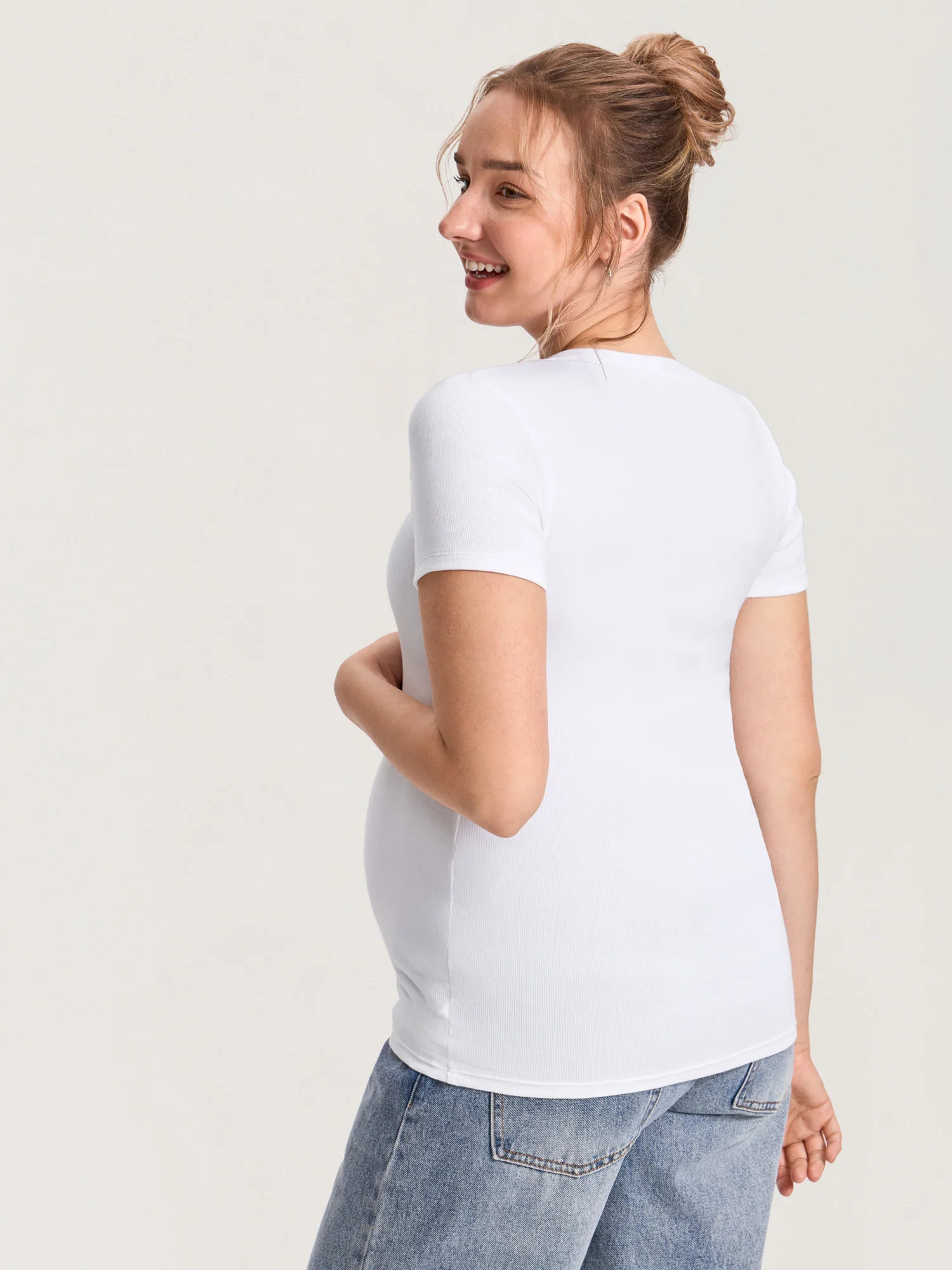 Cotton Rib Henley Maternity Short Sleeve Shirts - Image 13