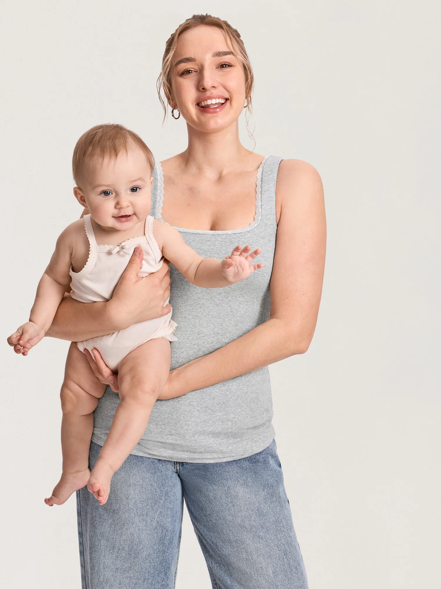 Cotton Rib Lace Trim Maternity Tank Top - Image 14