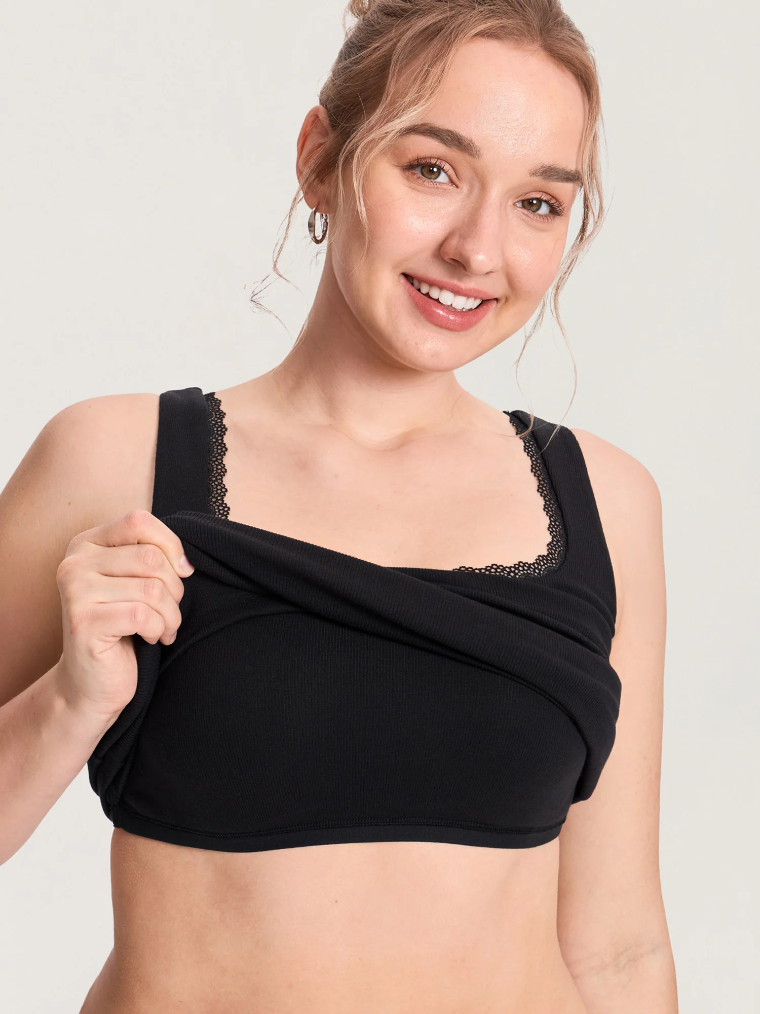 Cotton Rib Lace Trim Maternity Tank Top - Image 6