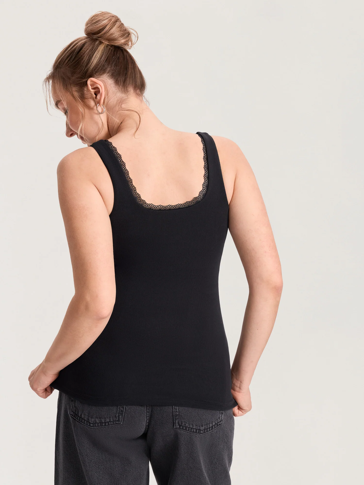 Cotton Rib Lace Trim Maternity Tank Top - Image 7