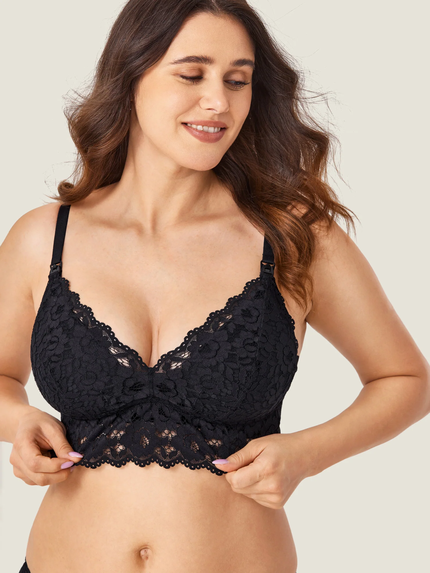 More Coverage Lace Plunge Nursing Bralette - Image 10