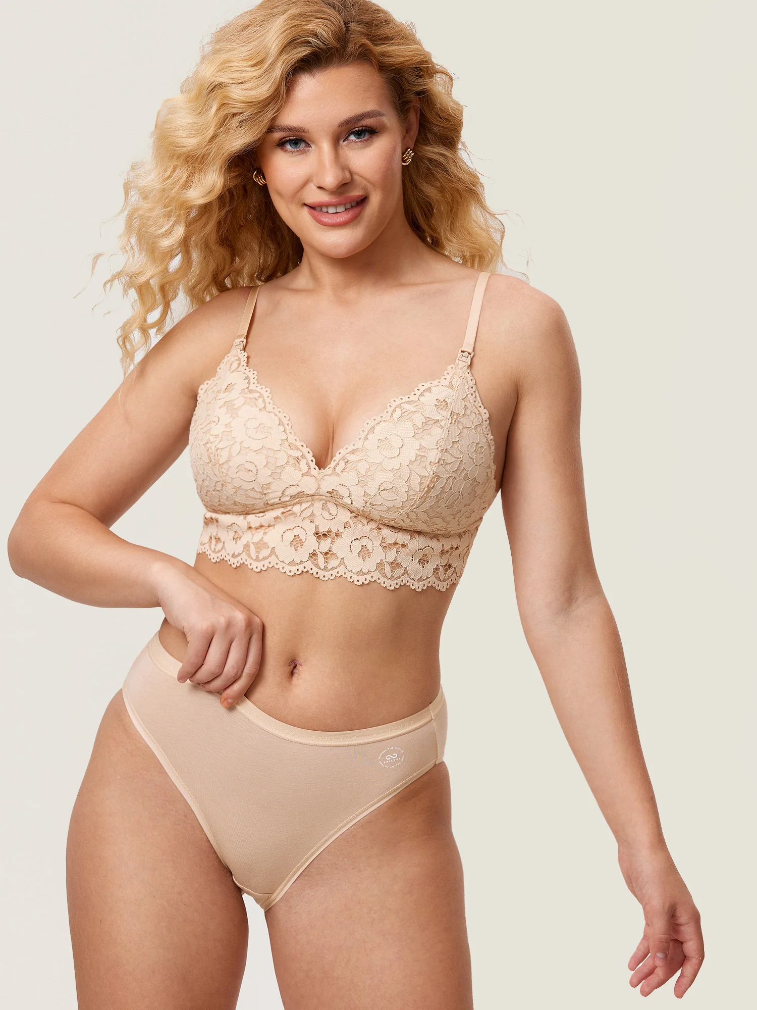 More Coverage Lace Plunge Nursing Bralette - Image 21