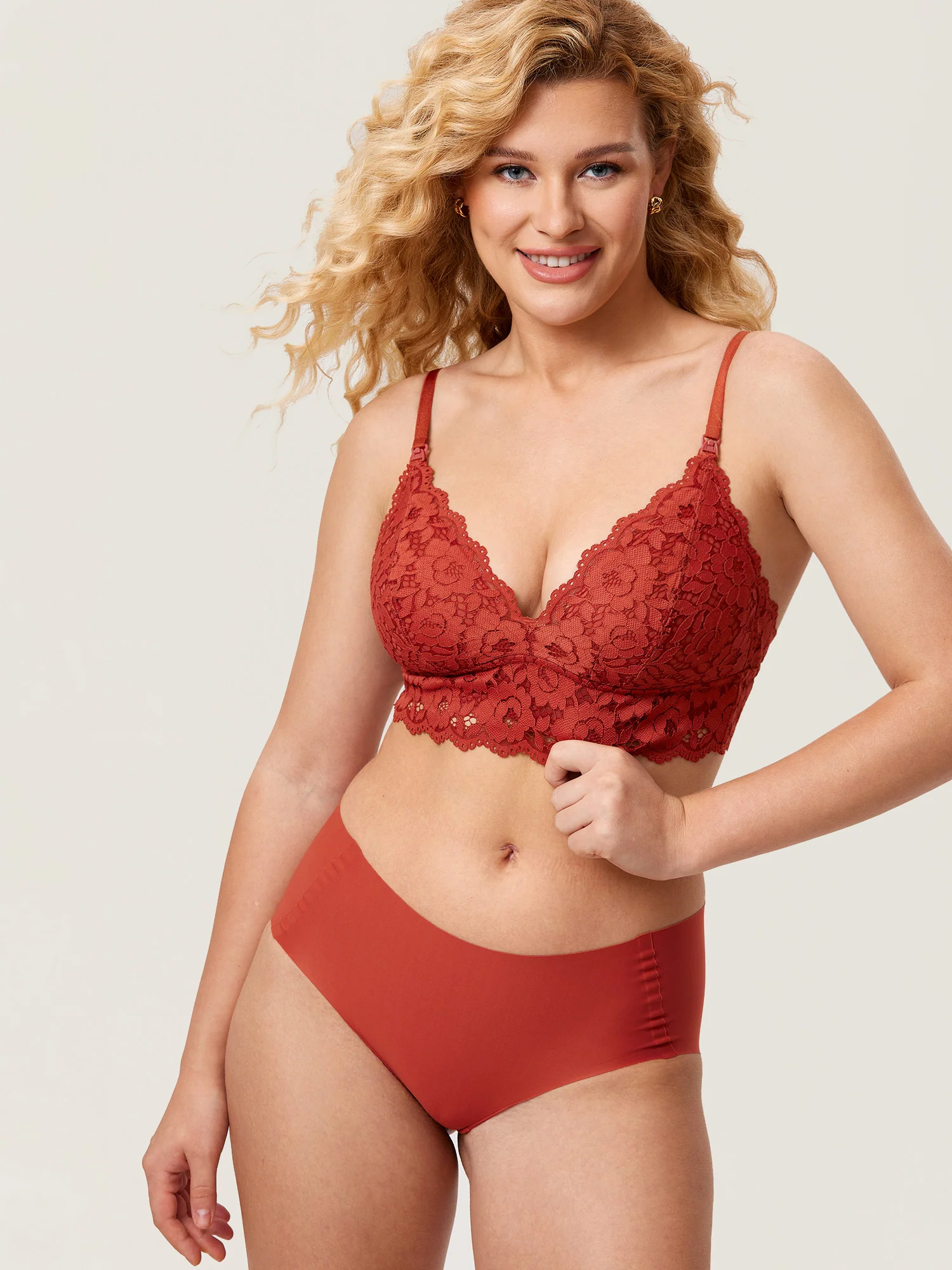 More Coverage Lace Plunge Nursing Bralette - Image 23