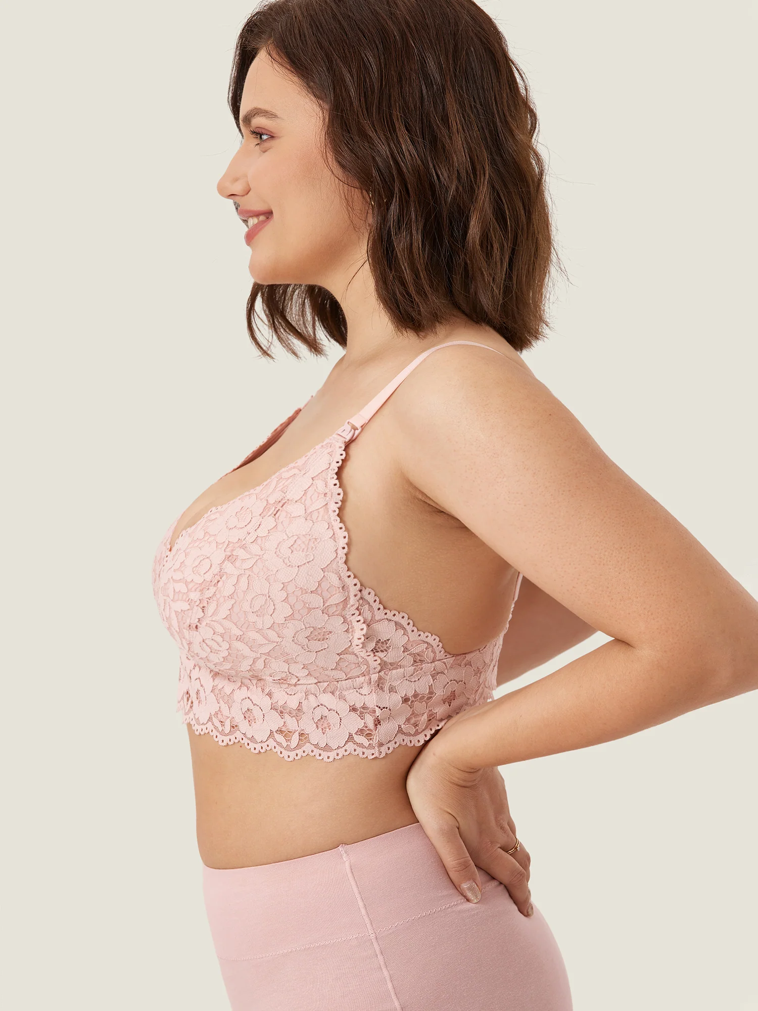 More Coverage Lace Plunge Nursing Bralette - Image 3