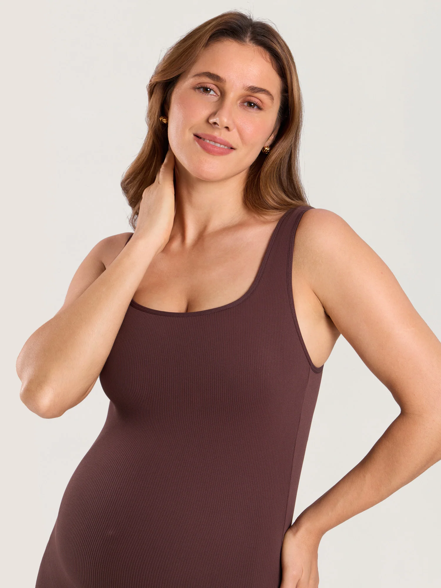 Ribbed Square Neck Maternity Romper - Image 13