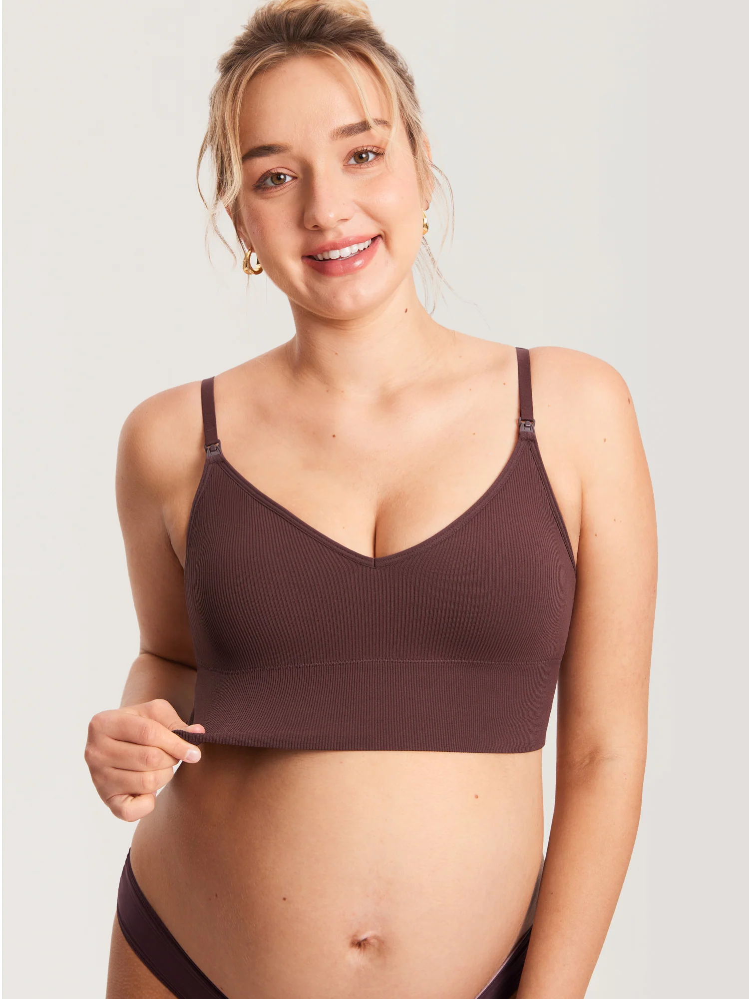 Ribbed V Neck Nursing Bralette - Image 11